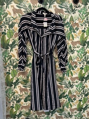 Maje Women's Black Raji Striped Shirt Dress sz T3/L NWT R $340