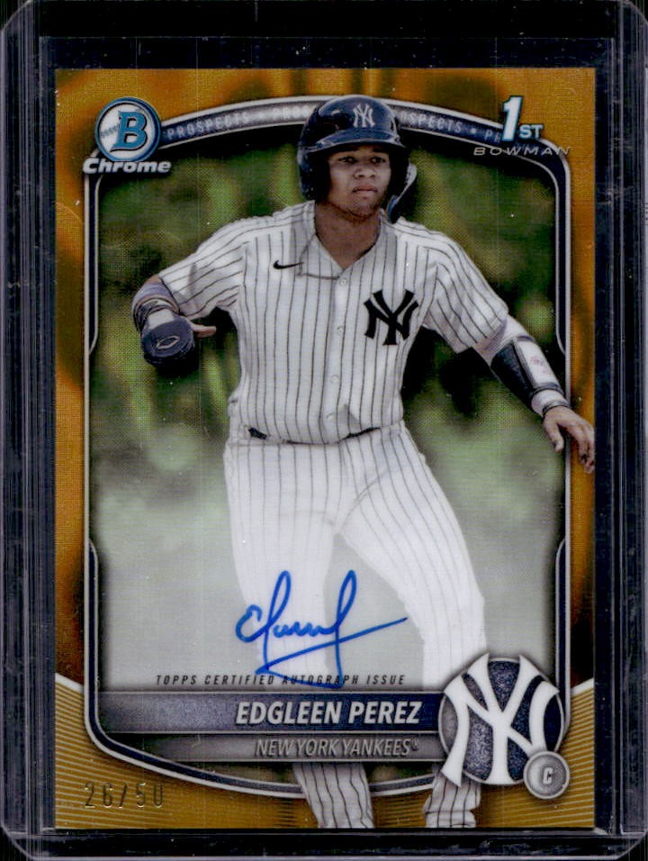 2025 Bowman Edgleen Perez Chrome Auto Gold Lava Refractor 1st #26/50