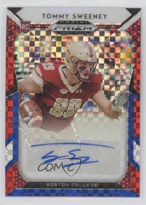 2019 Panini Prizm Draft Picks Red White & Blue 21/99 Tommy Sweeney #254 Auto fm0