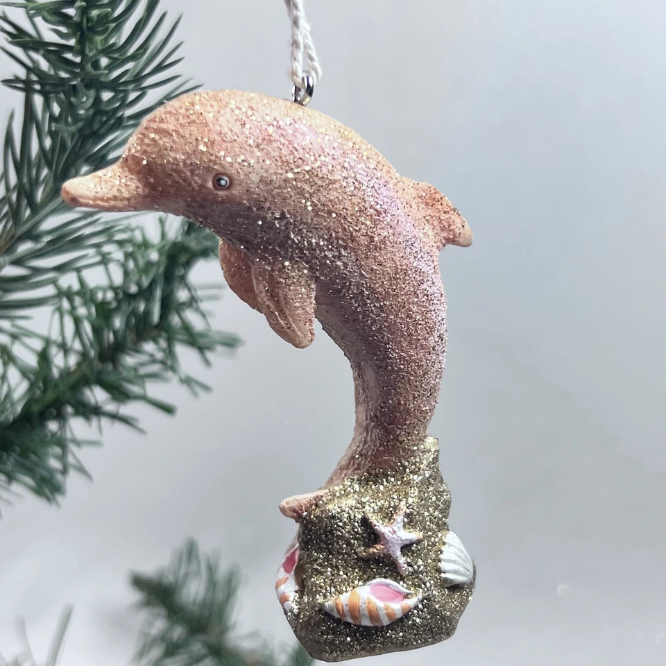 Adornos de delfines Kurt Adler playa costera Navidad resina arenosa 4 pulgadas náutica Foto 4 de 4