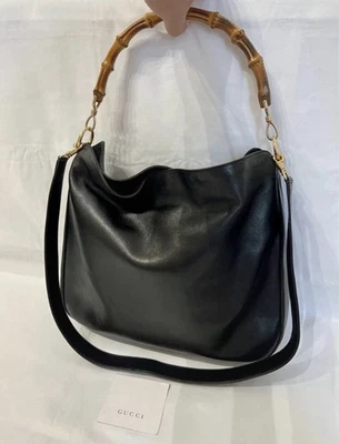 Vintage Gucci Bamboo Leather Handbag With Gold Hardware and strap - Image 1 of 4