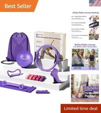 Home Pilates Ring Ball Set - 13 Inch Magic Circle with 5 Resistance Bands