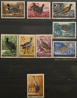 Yugoslavia MH Scott 497 505 Birds 1958 VF Set