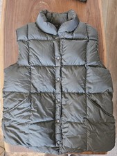Lands End Down Filled Puffer Vest Sz L 14 16 Snaps Button Insulated Olive Fall D