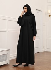 Muslim Women Hijab Abaya Dubai Kaftan Long Dress Maxi Robe Ramadan Islamic Plain