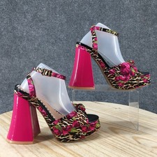 NEW Betsey Johnson Heels Womens 6 Brylie Floral Platform Ankle Strappy Pink