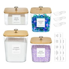 4 Pack Laundry Pod Containers and Dryer Sheet Holder for Laundry Room Organiz...