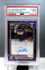 2024 Bowman Chrome Paulino Santana Purple Refractor Auto /250 PSA 9