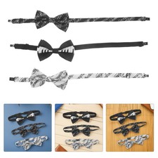 3pcs Piano Theme Bow Tie: Pre-Tied Music Note Bowtie For Groomsmen Wedding