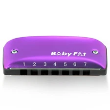 KONGSHNEG BabyFat 7 Hole Blues Mini Harmonica Set,Diatonic Harmonica with fre...