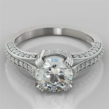 Moissanite Wedding Ring Band 2.00CT Round Cut 14K White Gold Plated