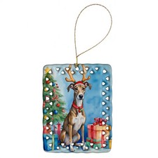 Greyhound Reindeer Dog Porcelain Ornament