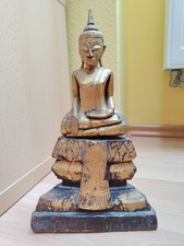 Thai Buddha Original ca. 1880 Thailand Burma antik Holz 27,5 cm BANGKOK SIAM