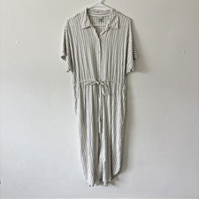 A new day White W/ Blue Stripe Midi Shirt Dress Women  s sz M