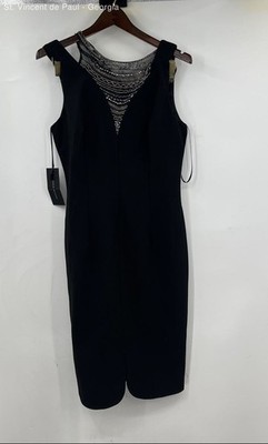 David Meister Beaded Evening Dress Women's 12 Black Designer NWT