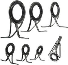 Honbay 7pcs Set Mixed Sizes Fishing Rod Eyes Guides Line Rings Repair black 