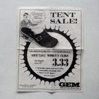GEM Membership Discount Department Stores, Tent Sale Shoe Advertisement Flyer