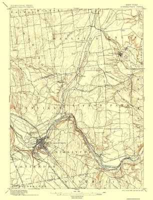 Topographical Map - Schenectady New York Quad - USGS 1898 - Vintage Wall Art