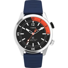 Timex Men's Watch The Waterbury Quartz Black and Red Dial Rubber Strap TW2V73500