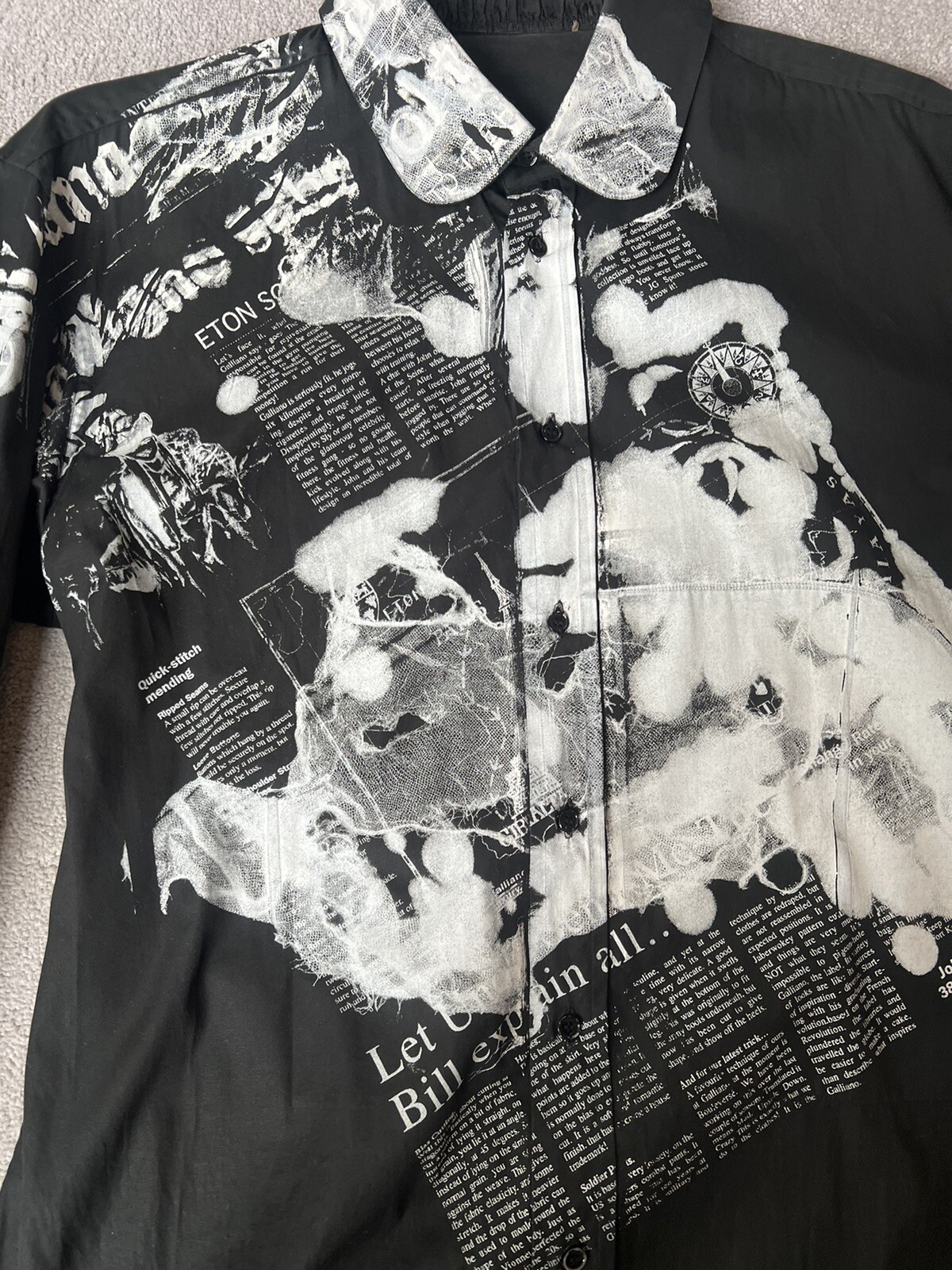 JOHN GALLIANO Mens Newspaper Print Shirt image 2