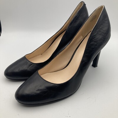 Nine West Black Leather Women's Faux Croc Platform High Heel Pump