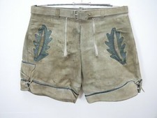 Doppelzip kurze Pfadfinder Lederhose Eichenlaub Besatz grau edel speckig Gr.46