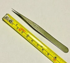 Excelta Tweezers, 3CSA, 4-1/2" L, Straight Point Switzerland