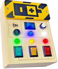 LED Light Switch Busy Board for Toddler with Sound Montessori Toys Wooden