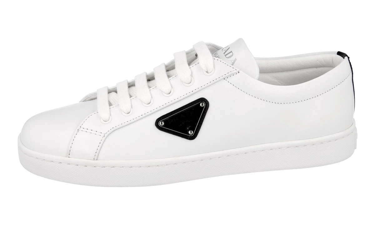 PRADA Leder Downtown Sneaker - 1E941M - Weiss Schwarz - NEU - 40 UK 7