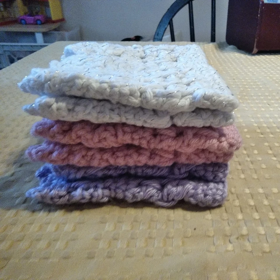 LOTE de 3 pares de calentadores de piernas hechos a mano para niñas calcetines puño ganchillo 10" redondos Foto 2 de 4