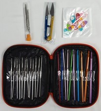 New, 22 Piece Crochet Hook Set w/Orange Case Accessories.
