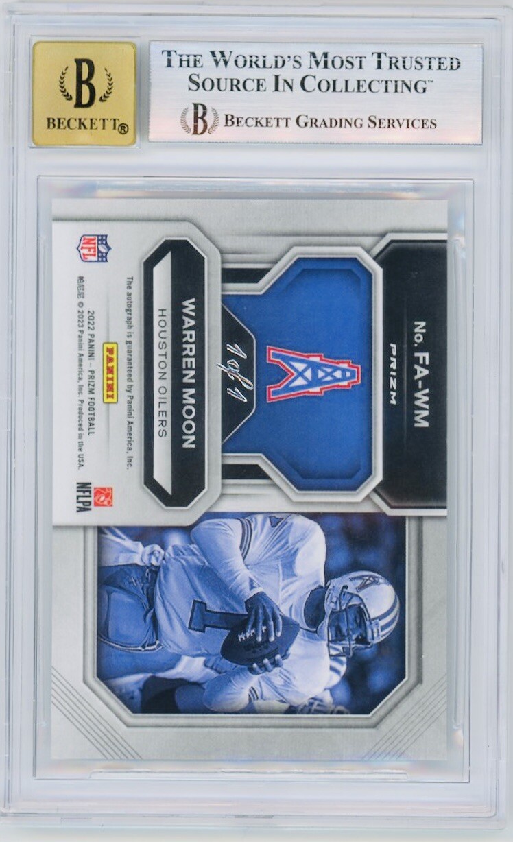 2022 Prizm Football Warren Moon Black Finite 1/1 Auto BGS 8.5 Oilers view 2