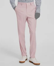 Hugo Boss Men's Pink Modern-Fit Cotton Blend Solid Suit Separate Pants Size 40R