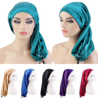 Muslim Women Satin Hijab Hat Night Sleepping Cap Hair Care Bonnet Turban Cover