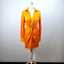Zara - Front Knot Mini Dress - Orange - Small - UK 8-10