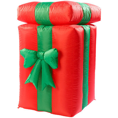 infactory Selbstaufblasender XXL Santa im Geschenk, 150 cm, animiert