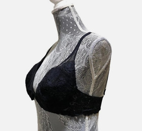 La Perla Size 36B Lace Embroidered Black Label Underwire Strap Plunge Opaque Bra