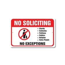 No Soliciting No Exceptions Novelty Sign Fun Gift Durable Weatherproof