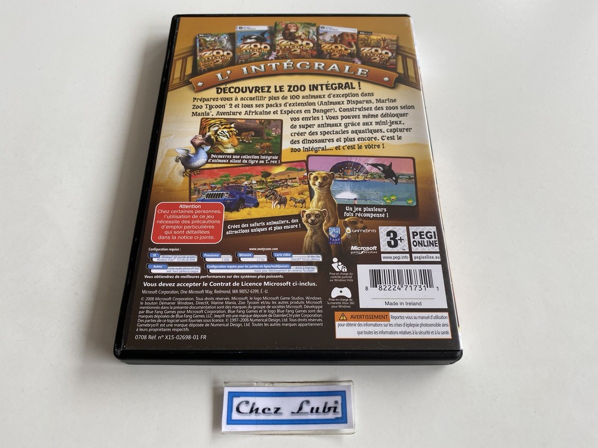 Zoo Tycoon 2 - L'Intégrale (Jeu + 4 Extensions) - PC - FR - Avec Notice