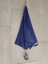 Vintage BLUE Umbrella With STERLING HANDLE no hole or rip 35 ,WNEN OPEN