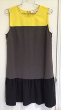 Ann Taylor Loft Womens Size 8 Yellow Gray Black Color Block Sleeveless Dress