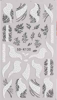 5D Nagelsticker Seifenblasen, Äste. Schwarz weiß. (5D-K130) täuschend echt