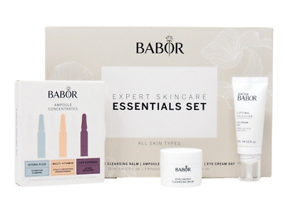 BABOR ESSENTIALS SET AMPOULE CONCENTRATES HYALURONIC CLEANSING EYE CREAM DAY