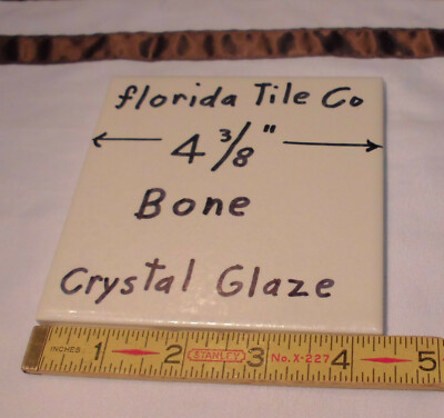 1 pc.  *Bone* Ceramic Tiles  4-3/8'' Crystal Glazed by Florida Tile Co. (NOS) USA