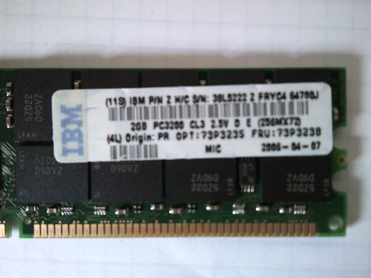 IBM 8GB 4 X 2GB 73P3238 PC3200R DDR 400 CL3 ECC REG 184-Pin