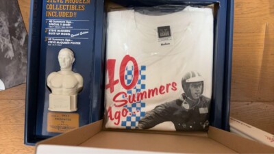 Steve McQueen 40 Summers Ago Book with Poster & Shirts & bust