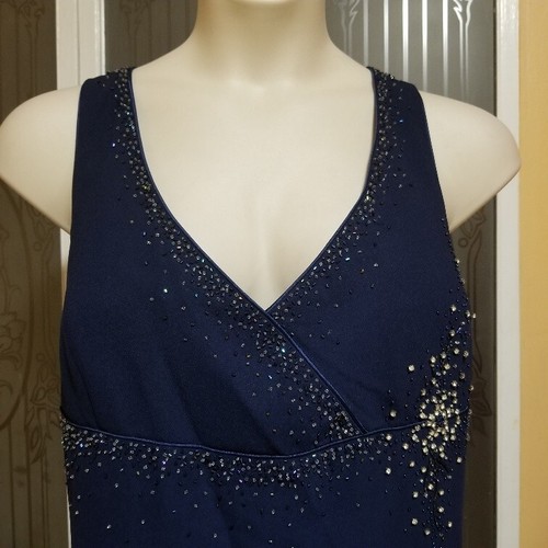 NINA MASSINI Ladies Beautiful Blue Beaded Dress - Size 24 - Picture 5 of 12