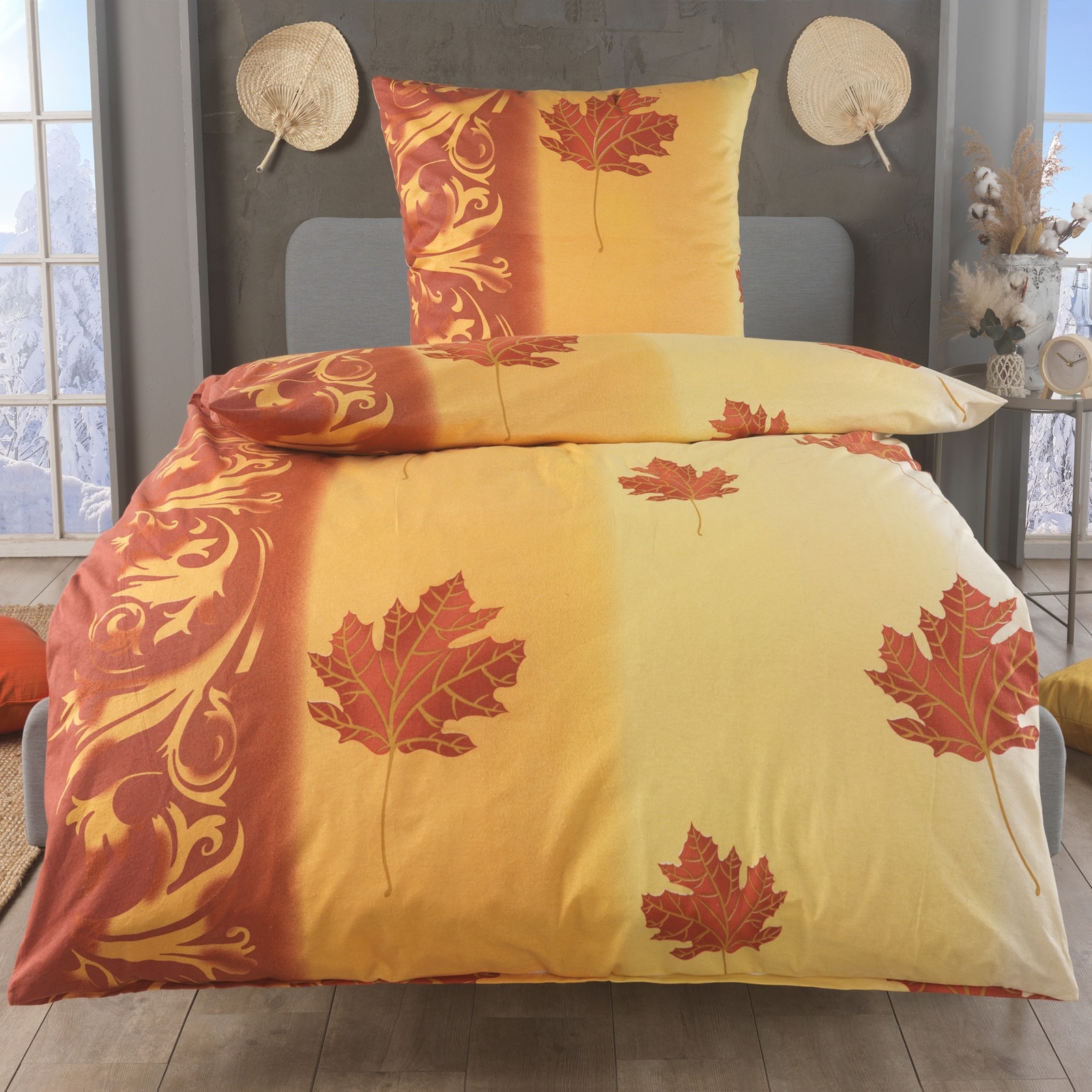 Baumwolle Biber Bettwäsche 135x200 - 155x220 warm und flauschig Bettbezug Set
