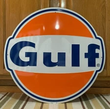 Gulf Gasoline Metal Sign Garage Vintage Style Wall Decor Tools Oil Bar Pub