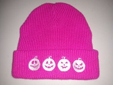 Pink Pumpkin Pumpkins Knit Cuffed Beanie Breast Cancer Awareness Halloween NEW
